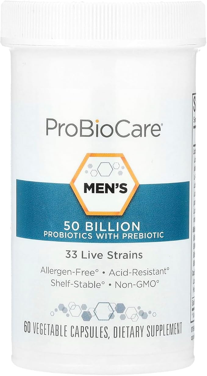 ProBioCare Probiotic for Men - 50 Billion CFUs Supports Digestive Health and Gut Flora Balance Promotes Overall Wellness and Enhances Immune Function (60 Vegetable Capsules)