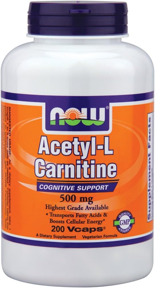 Now Foods Acetyl-L Carnitine 500 mg - 200 Vcaps 4 Pack