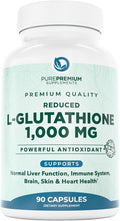 PurePremium Reduced Glutathione 1000mg per Serving – 98% Purity – L-Glutathione Supplement 500mg per Capsule – Antioxidant Supplement for Liver Detox Skin Brain &amp Immune Support – 45-Day Supply