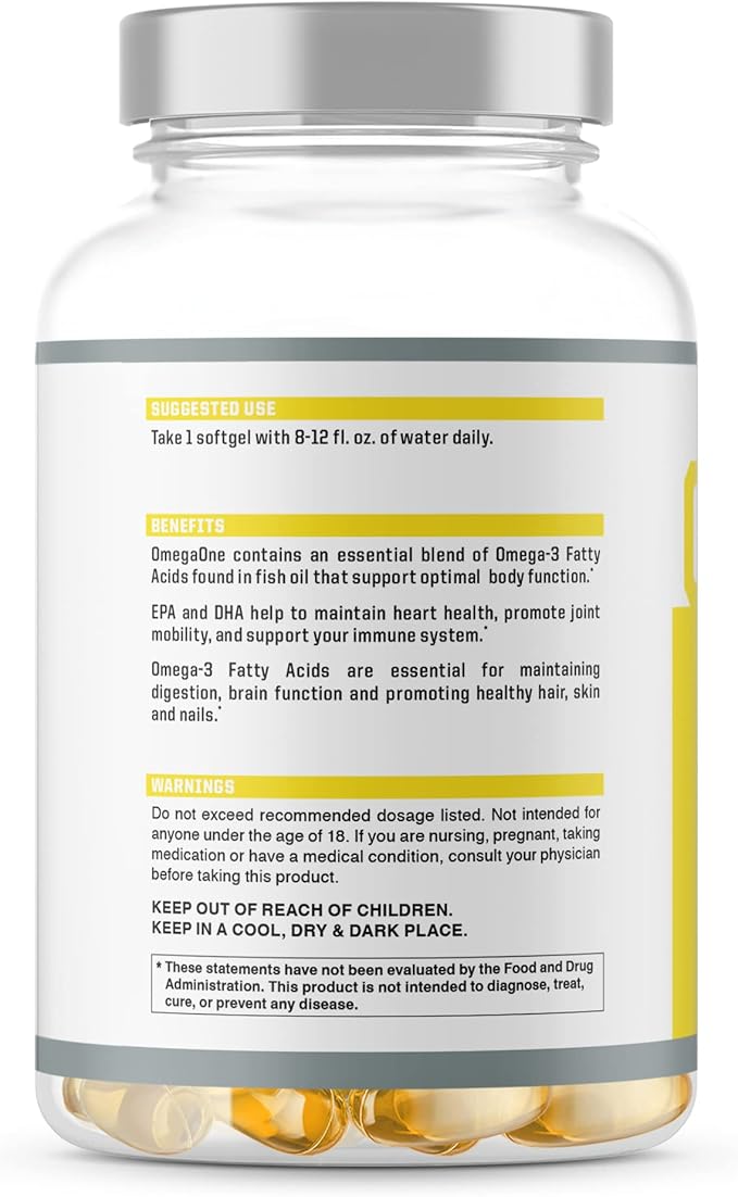 NutraOne OmegaOne Omega-3 Fish Oil Supplement (90 500mg Fish Oil Pills)