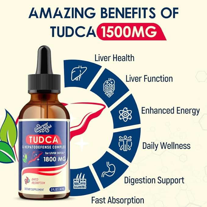 TUDCA Liver Support Drops 1800mg - Powerful Liver Supplement with Bile Salts NAC Schisandra and Dandelion Liver Detox &amp Repair - Fast-Absorbing Sugar-Free Alcohol-Free – 2 Fl.Oz