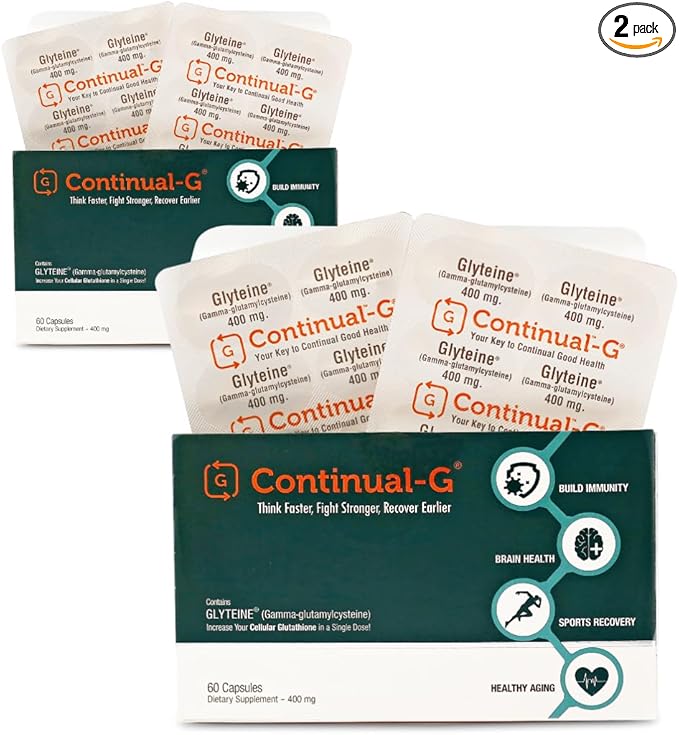 CONTINUAL - G Glyteine 400 mg Capsules | Cellular‑Enhancing Glutathione Supplement | Powerful Antioxidant Support | 60‑Day Supply (120 Capsules)