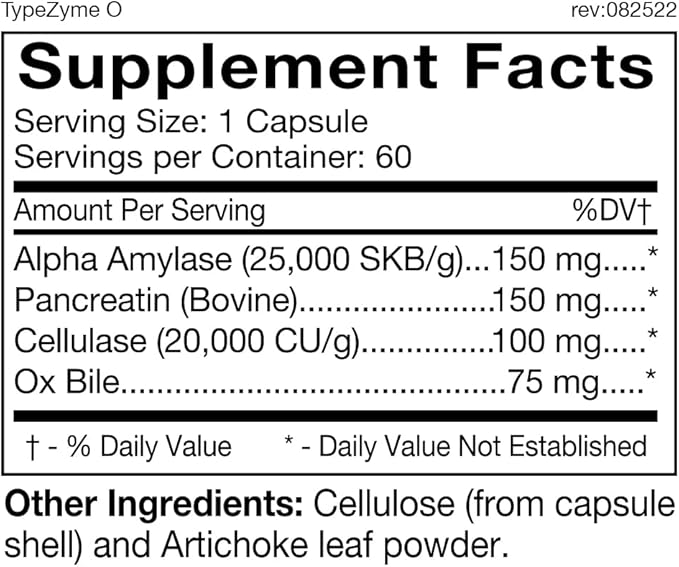 D'Adamo Personalized Nutrition TypeZyme - Digestive Enzyme (Blood Type O)