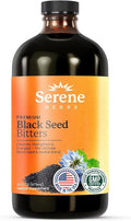 Serene Herbs Organic Black Seed Oil Bitters Liquid - Black Cumin Seed Extract Nigella Sativa Pure Blackseed Supplement with Thymoquinone for Immune Support &amp Digestion - Vegan - 16 oz