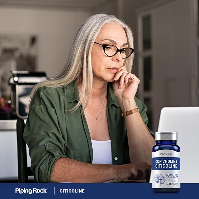 Piping Rock CDP Choline Citicoline 1000mg | 60 Quick Release Capsules | for Men and Women | Non-GMO Gluten Free Dietary Supplement