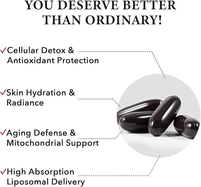 Liposomal Glutathione Softgels Enhanced Absorption - Liposomal Delivery Active Form L-Glutathione Cellular Immune Function &amp Liver Detox Rich in Antioxidant Formula Gluten Free 60 Softgels