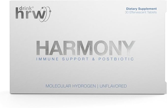 DRINK HRW Harmony Molecular Hydrogen Water Tablets: ImmunoLP20 Magnesium for Energy Boost Mental Focus Stress Support Daily Antioxidant Health Supplement (Unflavored 30 Count)