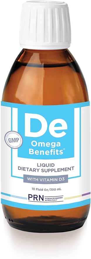 PRN DE Omega Benefits Liquid Supplement - 10 oz 60-Day Supply - Re-Esterified Omega 3 Triglyceride Form with 1680mg EPA 560mg DHA &amp Vitamin D for Dry Eye Support