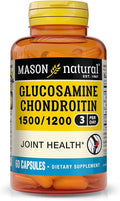 MASON NATURAL Glucosamine Chondroitin 1500/1200 with Vitamin C Supports Joint Health for Normal Flexibility &amp Mobility* 60 Capsules