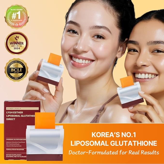 ESTHER FORMULA Liposomal Glutathione Strips (30 ct) - Glutathione Direct Antioxidant Support Skin Brightening | Fast-Absorbing Oral Beauty Film | Korean Supplements | Made in USA