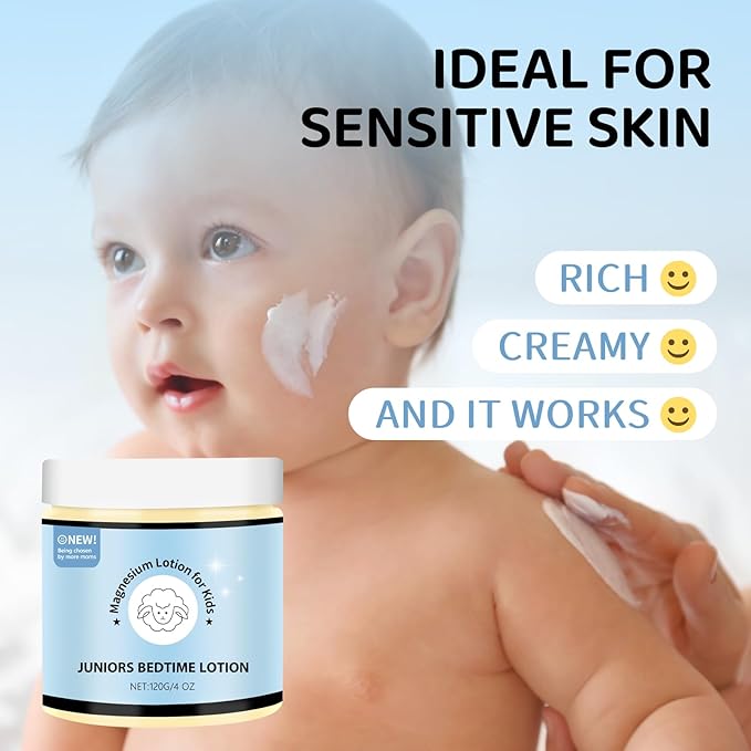 Magnesium Lotion for Kids - Organic Magnesium Lotion for Babies - Soothing Relief &amp Relaxation - Topical Magnesium Cream Calms Children at Bedtime &amp Night - Without Melatonin (4 oz)
