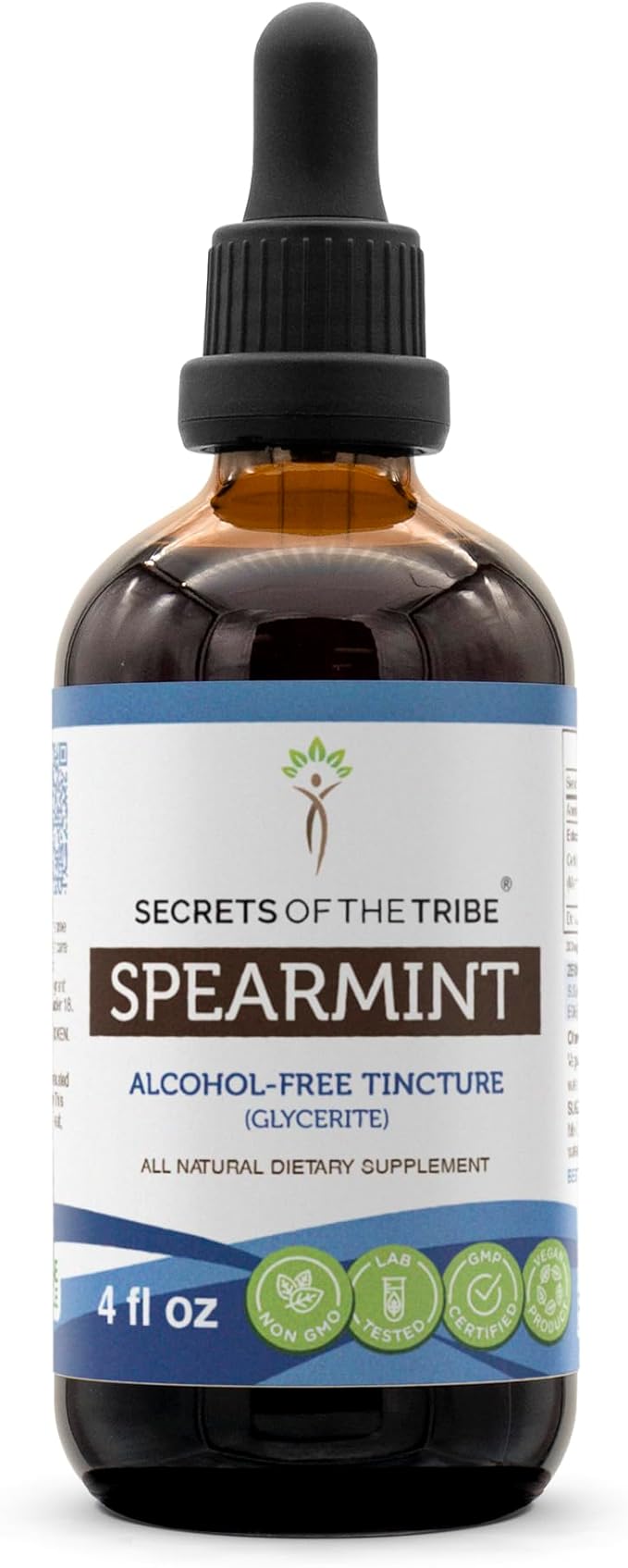 Secrets of the Tribe Spearmint Alcohol-Free Liquid Extract Spearmint (Mentha spicata) Dried Leaf Tincture Supplement (4 FL OZ)