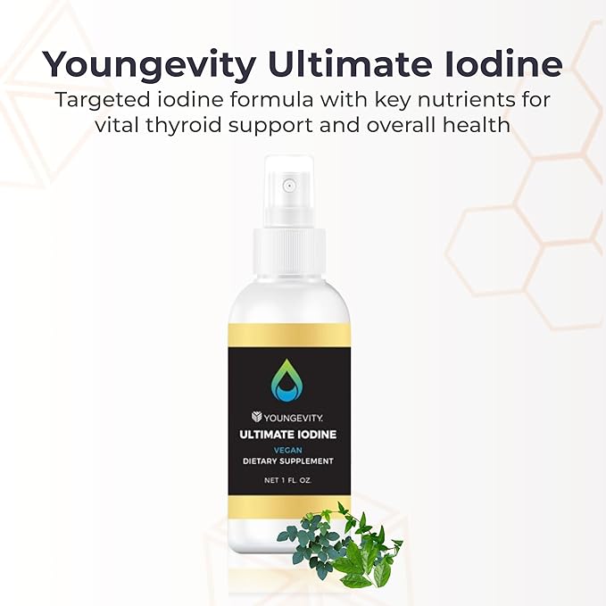 Youngevity Ultimate Iodine Supplement – Vegan Supplement with 300 mcg Iodine B12 Zinc Selenium &amp Copper – Liquid for Energy Metabolism Hormone Balance – Non-GMO Gluten-Free
