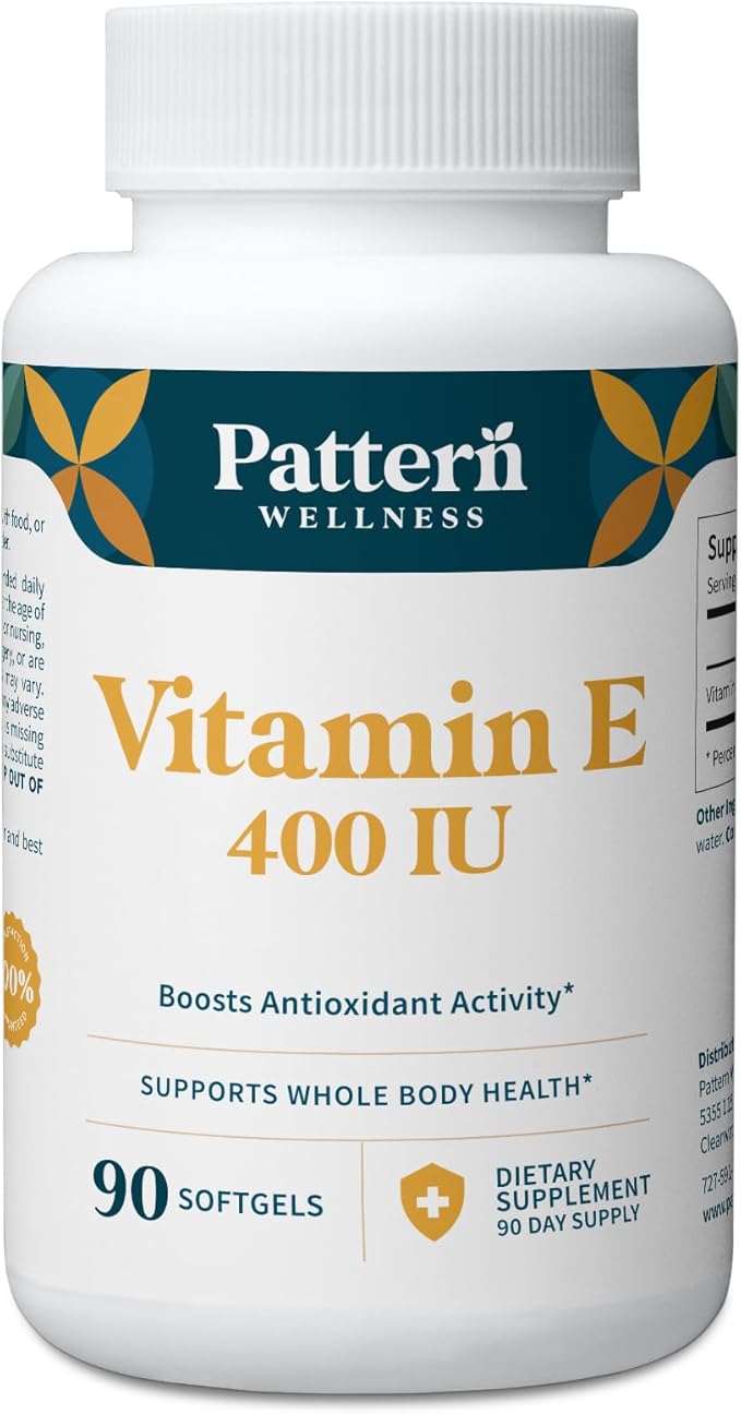 Pattern Wellness Vitamin E 400 IU – Supports Antioxidant Immune &amp Cellular Health – 90 Softgels 3rd Party Lab Tested