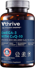 Vthrive Omega-3 with CoQ-10 - Supports Cardiovascular Health - 800 MG EPA/DHA 60 Softgels