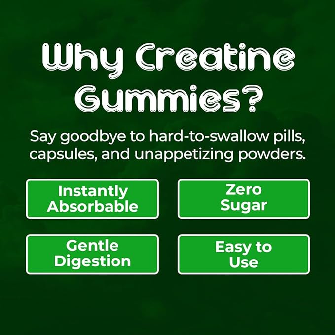 Creatine Monohydrate Gummies Pouch &amp Bottle Bundle for Men &amp Women | 5000mg of Creatine Gummie Per Serving | Zero Sugar Gluten Free &amp Halal | Pack of 90 | Blueberry &amp Green Apple Flav
