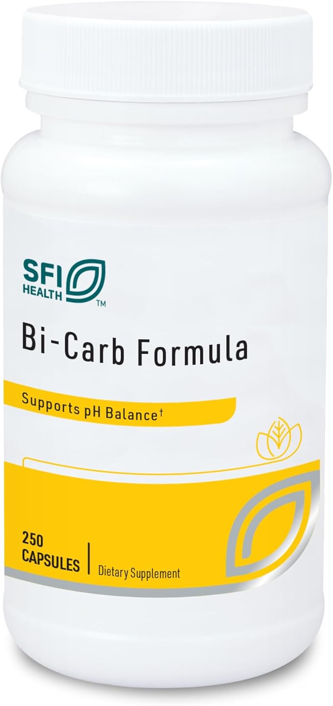 SFI Health Sodium Bicarbonate &amp Potassium Bicarbonate Supplement - Key Components Help Maintain Healthy pH (Acid/Base) Balance - Gastrointestinal Support - Bi-Carb Formula (250 Capsules)