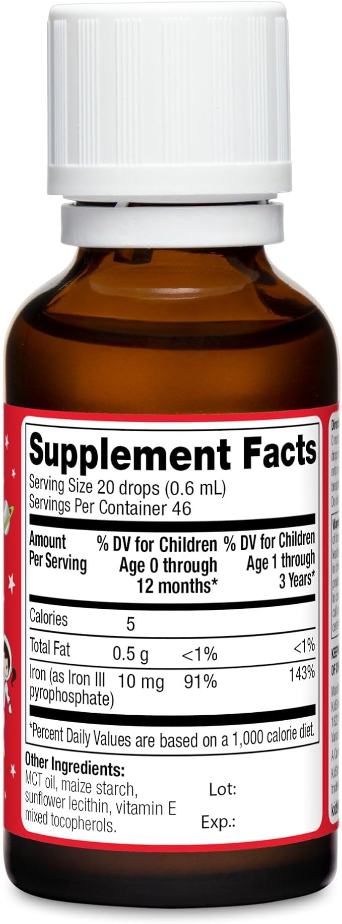 BioFe Pure Iron Drops Unflavored for Infants and Children 1 Fl. Oz. 10mg Elemental Iron Micronized and Microencapsulated Iron