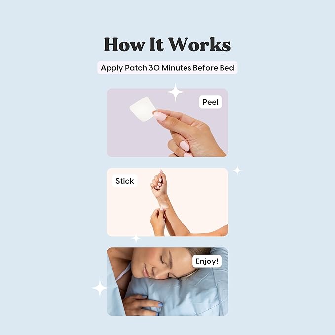 The Patch Brand Sleep Patches | Support Restful Sleep with Melatonin Valerian Root &amp B6 | All Natural Vitamins &amp Mineral Patch Plant Based and Cruelty Free Water Resistant Patches That Last A