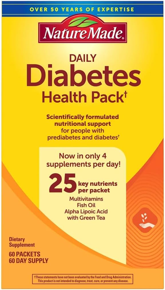 Nature Made Daily Diabetes Health Pack Dietary Supplement for Nutritional Support 60 Packets