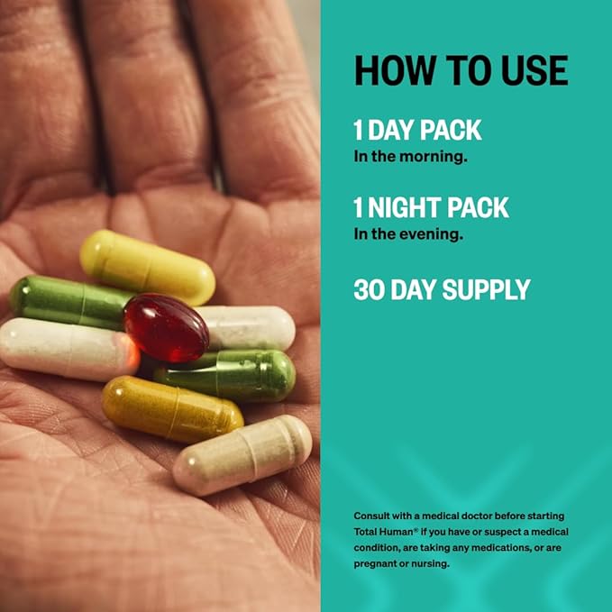 ONNIT Cognitive &amp Daily Wellness Bundle: Alpha Brain Nootropic Capsules (30 Count) + Total Human Multivitamin Packs (30-Day Supply) IGEN Non-GMO Tested Focus Energy &amp Clarity Pack of 2