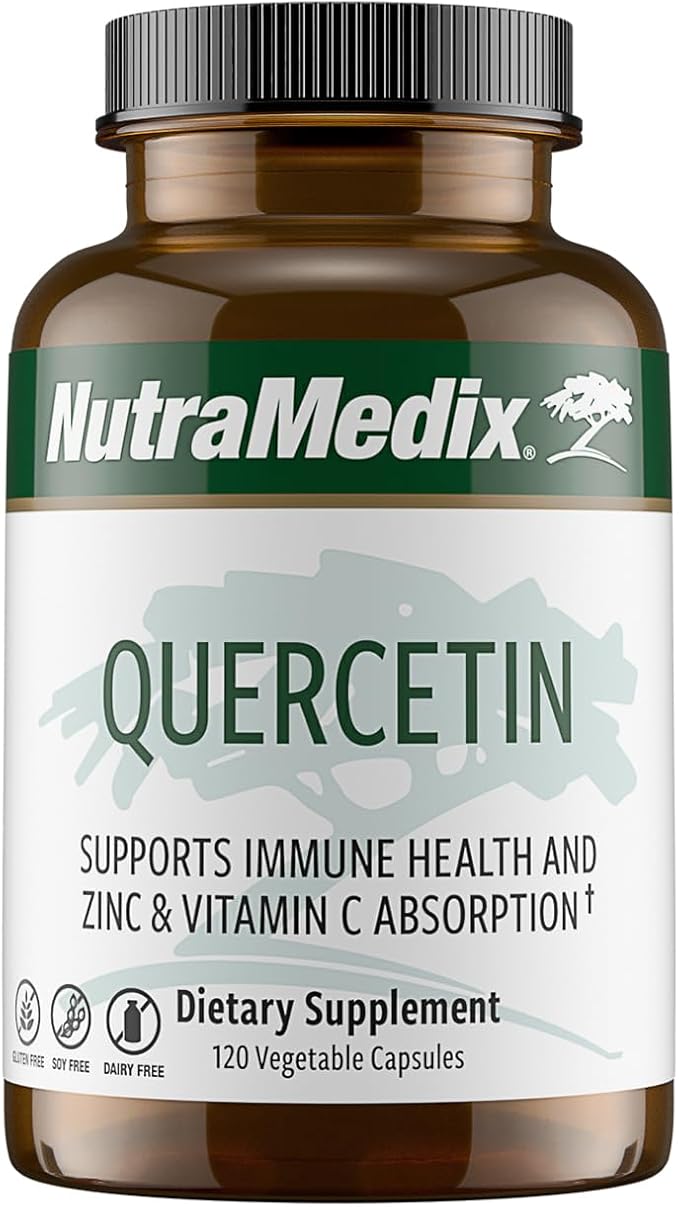 NutraMedix Quercetin - Quercetin 500mg Capsules - Antioxidant &amp Immune Support Supplement for Heart Health - Aids in Zinc &amp Vitamin C Absorption (120 Vegetarian Capsules)