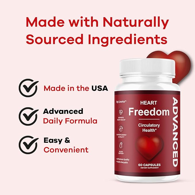 (5 Pack) Heart Freedom - Heart Freedom Capsules Official HeartFreedom Pills All Natural Ingredients - Maximum Strength Premium Advanced Formula Support Health &amp Wellness 300 Capsules for 5 Mont