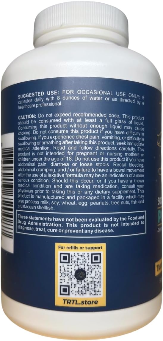 TRTL Psyllium Husk Capsules – 300ct | Fiber Supplement for Gut Health &amp Regularity | Non-GMO | 2g Psyllium Husk per Serving