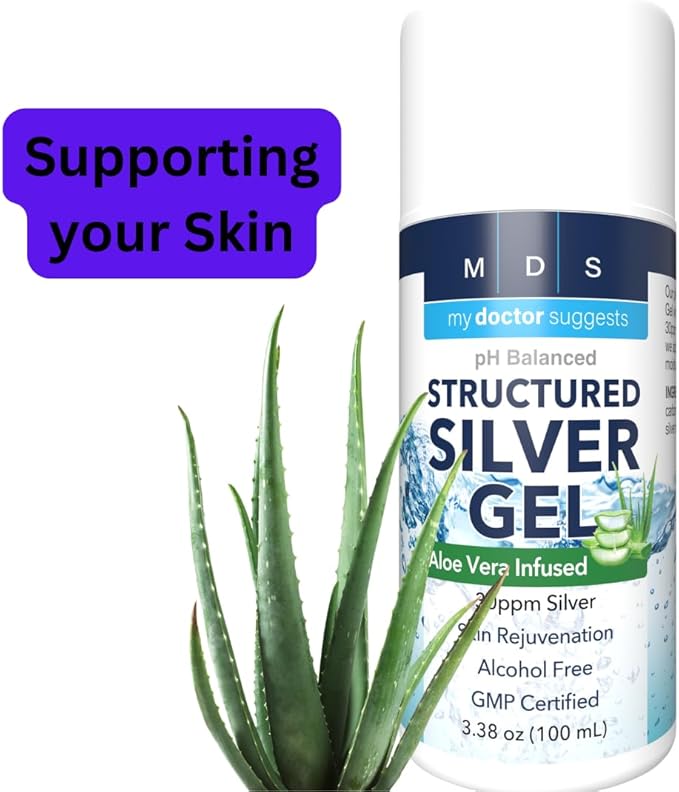 Colloidal Silver Gel Burn and Wound Care with Aloe Vera - 30ppm pH Balanced Formula Helps Soothe Burns Sores &amp Eczema - Structured Silver - Made in USA (3.38 oz)