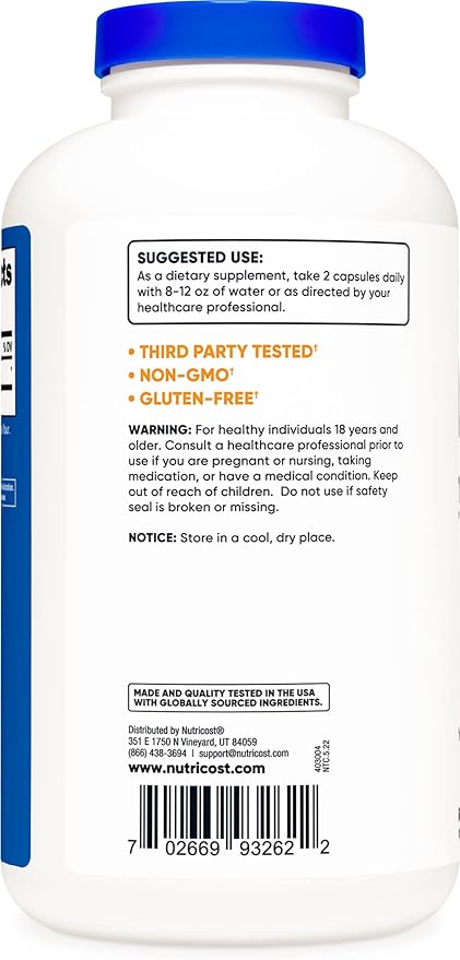 Nutricost L-Lysine 500mg (1000mg Serving) 500 Capsules (2 Bottles)