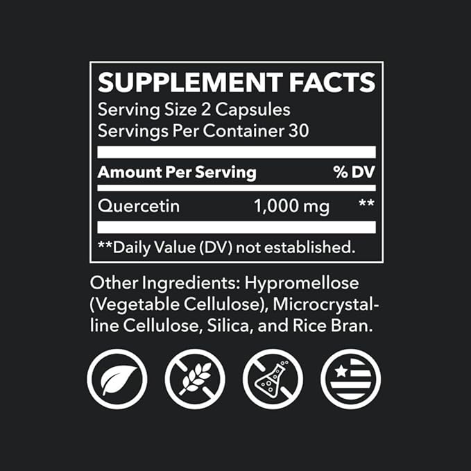 LifeSeasons Essentials Quercetin Flavonoid - Supports Antioxidant Activity &amp Immune Function - Boosts Allergy Defense &amp Sinus Health - Assists Natural Regulation Histamine - 1000mg - 60 Capsul