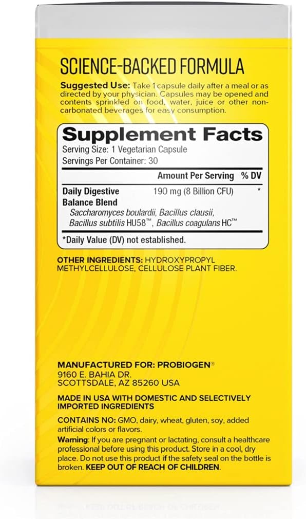 Probiogen Daily Digestive Balance Probiotic Digestive Supplement 30 Count Capsules (681816)