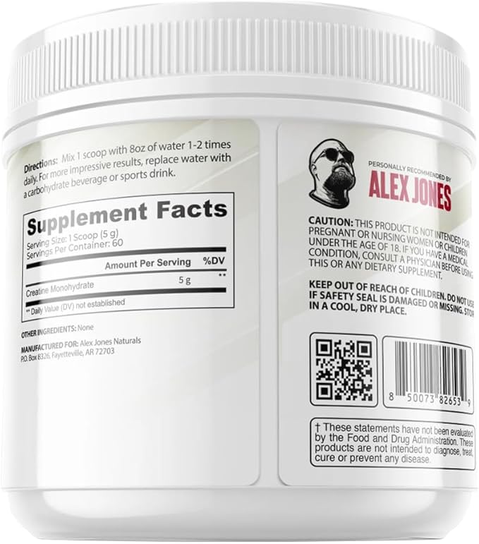 Ultimate Creatine Powder by Alex Jones – Micronized Creatine Monohydrate 5g Per Scoop Unflavored – Supports Strength &amp Daily Energy – 300g (60 Servings)