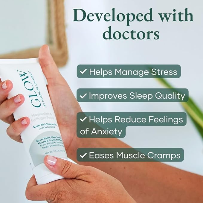 Glow Botanica Magnesium Lotion with Collagen - Calming Magnesium Cream - Bedtime Routine Sleep Lotion - The Highest Concentration of Genuine Zechstein Magnesium Chloride (Pack of 1)