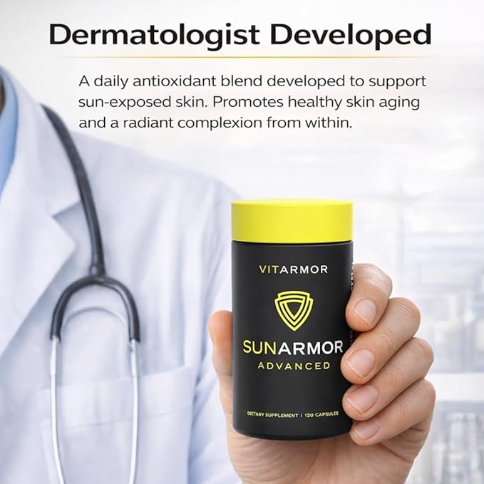 SunArmor Advanced 240mg Polypodium Leucotomos with Nicotinamide Fights the Signs of Photoaging Dermatologist Developed 120 Capsules