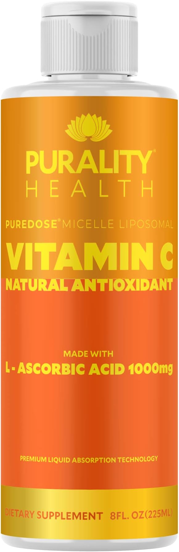 PURALITY HEALTH Vitamin C Liquid Supplement 1000mg per Serving Micelle Liposomal Enhanced Absorption Non-GMO Gluten Free Vegan 15 Day Supply