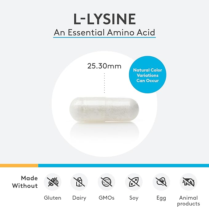 XYMOGEN L-Lysine 1000mg Capsules - Amino Acid Supplement to Support Synthesis of Collagen Provides Balance to a High Intake of Arginine (90 Capsules)