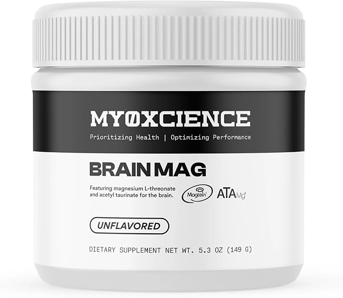MYOXCIENCE Brain Mag | Magnesium L-Threonate Magtein &amp Magnesium Glycinate Powder (Unflavored) (60 Servings)