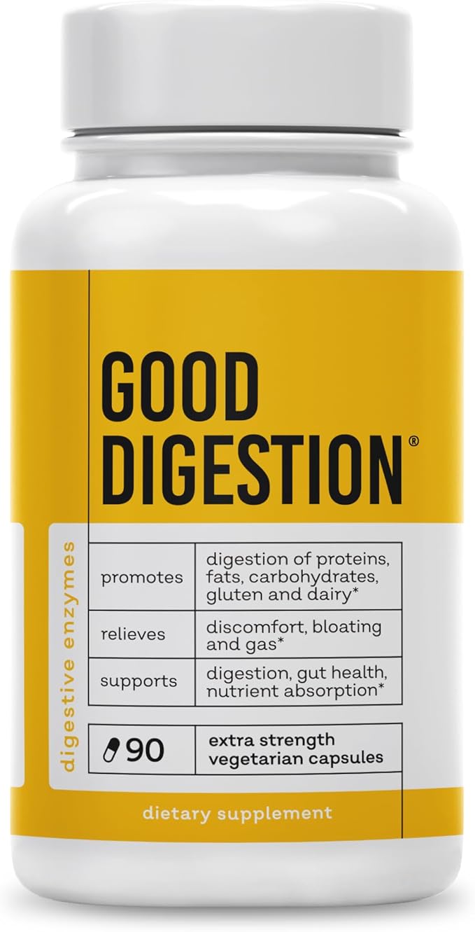Extra Strength Digestive Enzymes | All-in-One Formula | Fast Bloating &amp Gas Relief | Digestion Relief for Carbs Fat Protein Gluten Dairy | Supports Gut Health | 90 Capsules