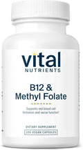 Vital Nutrients Vitamin B12 &amp Methyl Folate - Vegan Methylated Folate &amp B12 Supplement - 5-MTHF Plus B12 Supports Nervous System &amp Metabolism* - Gluten Dairy Soy Free - 200 Capsules