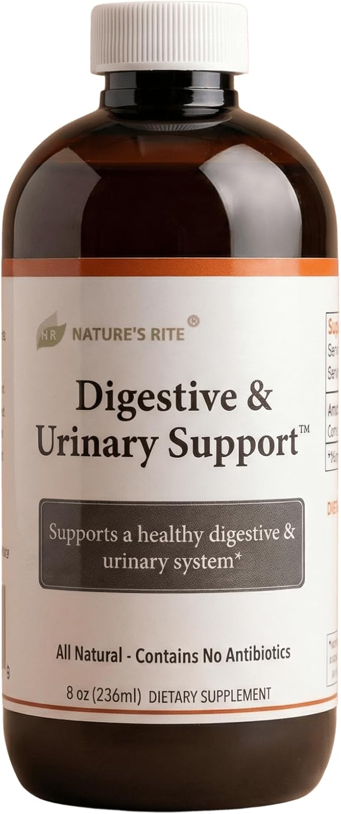 Nature's Rite Colloidal Silver Liquid Digestive &amp Urinary Support 45 ppm Silver Hydrosol for Immune Support (8 oz)
