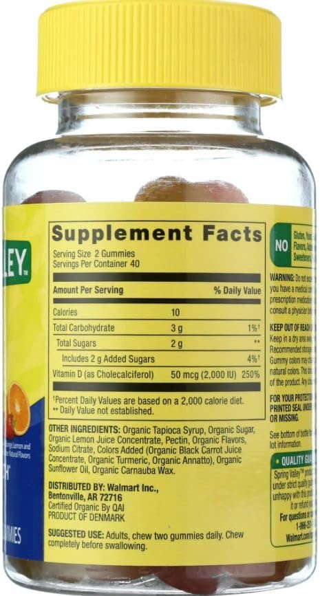 Spring Valley Vegetarian Vitamin D3 Gummies 2000 IU 50 mcg 160 Ct+Better Guide Vitamins Supplements Book Free Include (Cannot Sold Separately)