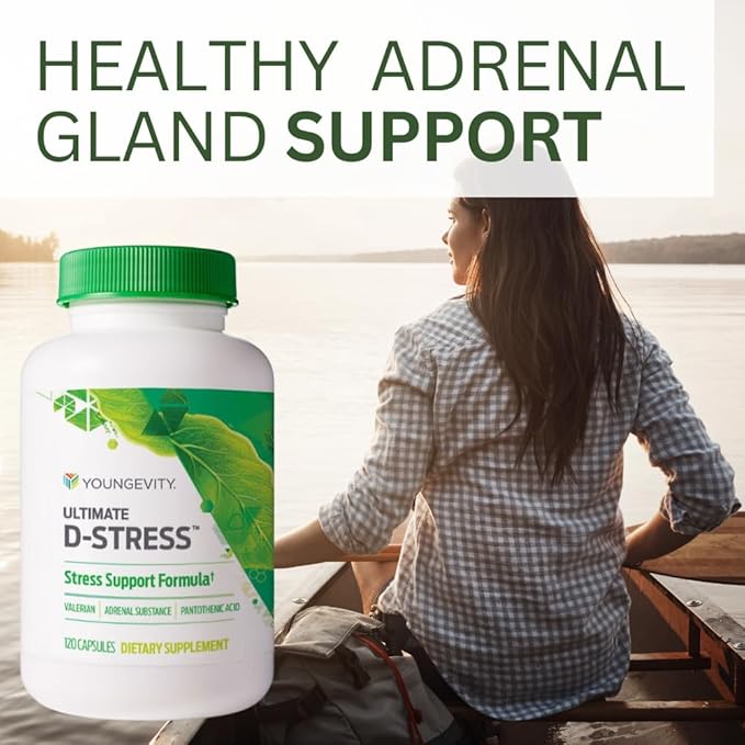 Youngevity Ultimate D-Stress™ – Natural Stress Relief Supplement with Magnesium Valerian Root Extract and B Vitamins – Supports Adrenal Health and Nervous System – 120 Capsules (Pack of 1)