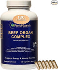 Beef Organ Supplement Capsules for Energy &amp Vitality – Grass-Fed Organ Complex (Liver Heart Kidney Pancreas Spleen) 180 Capsules Hormone-Free Made in USA