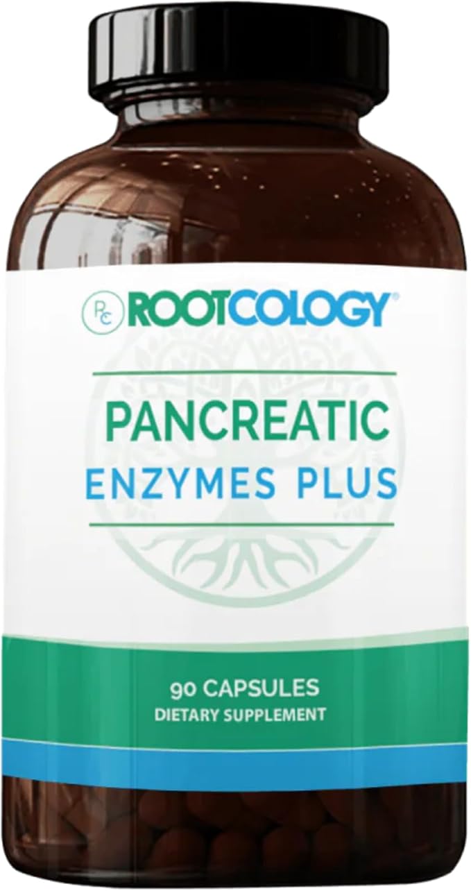 Rootcology by Dr. Izabella Wentz | Pancreatic Enzymes Plus | Enteric Coated Lipase Protease &amp Amylase Blend with Bromelain | 90 Capsules