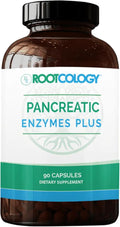 Rootcology by Dr. Izabella Wentz | Pancreatic Enzymes Plus | Enteric Coated Lipase Protease &amp Amylase Blend with Bromelain | 90 Capsules