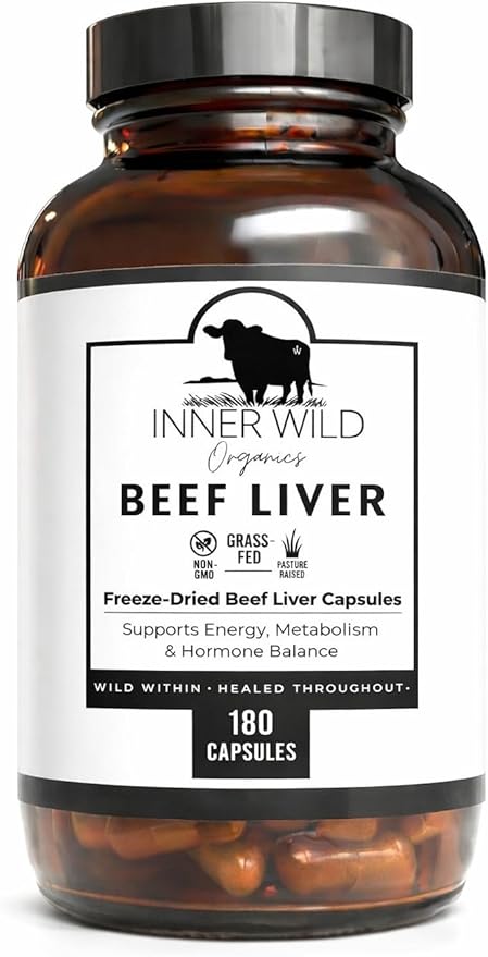 Beef Liver – Grass-Fed &amp Finished Beef Liver Capsules Freeze-Dried Whole Food Supplement Non-GMO HPP Purification 180 Capsules