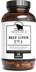 Beef Liver – Grass-Fed &amp Finished Beef Liver Capsules Freeze-Dried Whole Food Supplement Non-GMO HPP Purification 180 Capsules