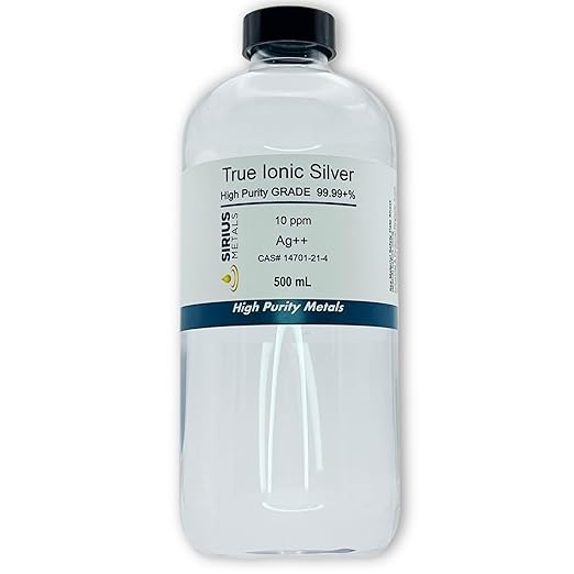 True Ionic Colloidal Silver (10 ppm) - 500mL in Clear BPA-Free Plastic Bottle