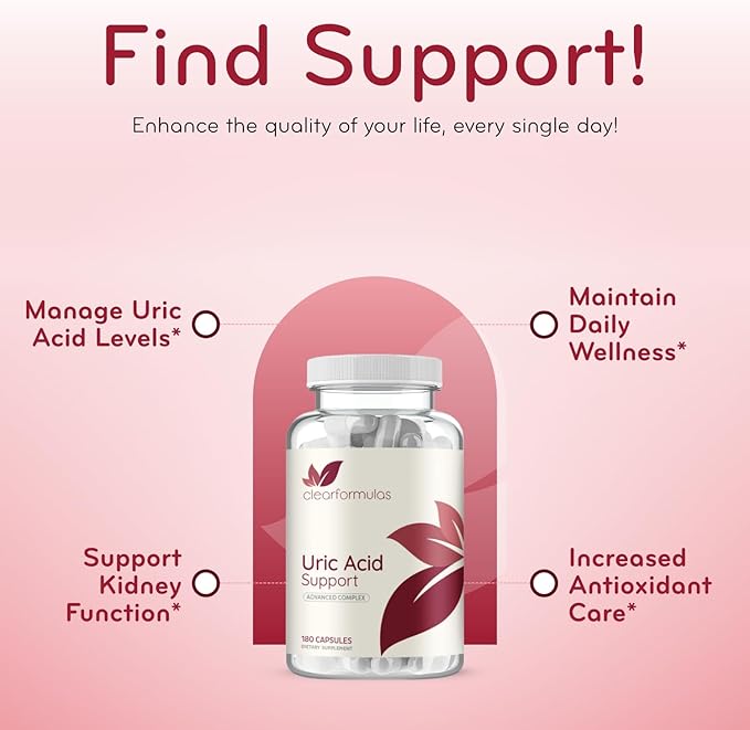Herbal Uric Acid Support Formula - Kidney &amp Uric Acid Cleanse &amp Detox with Chanca Piedra Tart Cherry Celery Seed Bromelain &amp Cranberry Extract - Made in a GMP Certified Facility (90 Servin